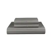Dreamfields Queen Grey 1000TC Microfibre 1cm Stripe Soft Quilt Doona Duvet Cover Set