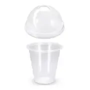 200 X Drinking Cups Clear Pp With Clear Dome Lid 12Oz / 340Ml
