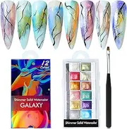 U-Shinein Glitter Nail Powder, Holo Chrome Nail, Glitter Metal Mirror Effect Nail Art Holographic Ice Aurora Dust Nail Powder White Chrome Nail Art Home DIY Sponge Sticks (Colorful 1)