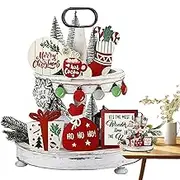 Tiered Tray Stand Decor Christmas | Wooden Table Sign Christmas Serving Tray,Exquisite Wood Sign Rustic Decor, Multifunctional Decorations for Bedroom, Living Room