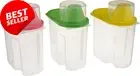 Set of 3 Small BPA-Free Food Storage Containers with Lids, for Flour, Sugar
