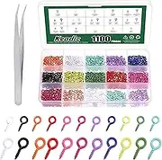Keadic 1100Pcs Colorful Screw Eye Pins for Jewelry Making, 11 Color Mini Metal Eyelets Screw Clasps Hook Rings for Cork Top Bottles, Art DIY Jewelry, Charm Bead