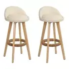 Elegant Beige Bar Stools With Back Rests - 2 Pack