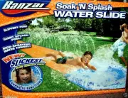 BANZAI KIDS 15 FOOT SOAK & SPLASH WATER SLIDE,W/ SPLASH POOL & GROUND STAKES,NEW