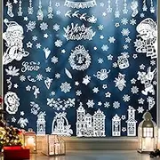 131pcs Christmas Window Clings,GeeRic Christmas Windows Stickers Static Removable Shopwindow Stickers Xmas Santa Claus Christmas Wreath Stocking Snowflakes Sleigh Decoration for Door Wall Home Office