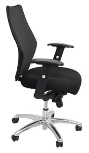 Rapidline Medium Mesh Back Executive Desk Chair with Arms Chrome Base Black Mesh Back and Black Fabric Seat