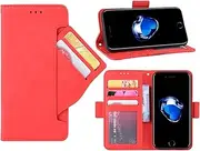 GoshukunTech Phone Cover for iPhone 7/8,for iPhone SE 2020/ SE 5G 3rd Gen Wallet Case[5 Card Slots Leather Wallet] Soft TPU Inner Case Flip Cover Stand Feature-Red