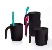 Tupperware Mugs W/Handles & Hanging Spoons. New Set Of 4