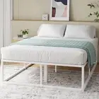 Zinus Queen Bed Frame - 45cm High Bed Base White Industrial Metal Steel