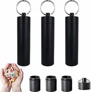 Portable Pill Cases, 3 Pack Metal Pocket Pill Boxes Waterproof Keychain for Travel & Purse, 3 Compartment Emergency Pill Container Box Daily Pill Container Holder for Men and Women