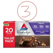 **3 BOXES **Atkins Endulge Peanut Butter Cups Pack, Keto Friendly ( 20 Ct. Each)
