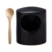 Maxwell & Williams Epicurious 12cm Porcelain Salt Pig Tableware w/ Spoon Black