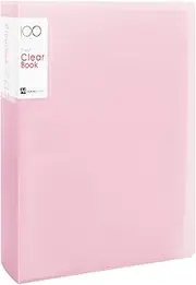 Heavenlife A4 Display Book with 100 Clear Pockets - Pink Presentation Folder with Transparent Sleeves for Reports, Music Sheets, Brochures