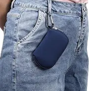 Belt Clip Case Shockproof Neoprene Earphone Carry Case Bag with Carabiner，Portable Carry Storage Bag Compatible with Wireless Earphone Key USB Adapter Cable,Water-Resistant Phone Holster(Blue)