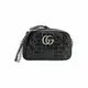 [二手] Gucci GG Marmont 绗縫銀鏈小號斜背包-24cm(447632-黑)