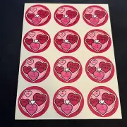 Vtg 80’s Trend Scratch & Sniff Glossy CHERRY Valentines Hearts Sticker Sheet