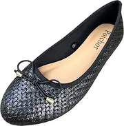 [Poicbor] Women's Flats Round Toe Elegant Ballet Shoes Fashion Flat Shoes, for Work Office, Business Casual, Driving