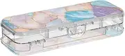 [Amooorous] Marble Stones Simple Minimalist Designed Clear Pencils Box Double Layer Hard Pens Cases For Kids With Snap And Lid
