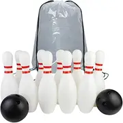 Perfeclan Kids Bowling Set Family Bowling Game Educational 10 Pin and 2 Ball Outdoor Sports Game for Park Yard Backyard Lawn Activities