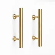 RZDEAL 3 Inch Kitchen Cabinet Handles Solid Brass Cabinet Pulls Round Bar Handles Brushed Gold Dresser Drawer Pulls Hardware 4 Pack
