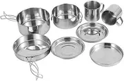 GANAZONO 1Set Portable Camping Cookware Kit Multi Use Cooking Pot Pan for Outdoor Cooking Includes Frying Pan Stew Pot Plates Cups Compact Storage Design