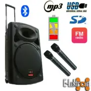 15 inch 900W Mobile PA Sound System Battery OPBT/MP3/USB/SD Mic Portable Speaker