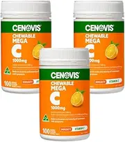 Cenovis Mega C 1000mg Tablets 300 (3 x100 Tab) Orange Flavour- High Strength Vitamin C Tablets- Reduces Severity & Duration of Common Cold Symptoms - Supports Healthy Immune System Function