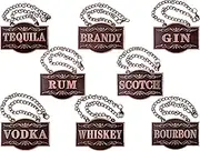 Decanter Tags - Liquor Tags (Set of 8, Copper Colour) Liquor Decanter Label:Gin, Vodka, Bourbon, Whiskey, Brandy, Rum, Scotch, Tequila - Tags for Liquor Bottle, Adjustable Chain, 2.36 x 1.57 inches