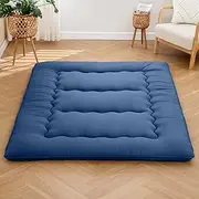 Futon Mattress Topper Queen Japanese Floor Memory Foam Tatami Foldable Sleeping Camping Mattress, Navy