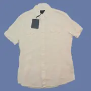 CLASS Roberto Cavalli Regular Fit 100% Flax Men's Shirt US Size 44 White New