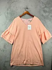 BELONGSCI Dress Womens Large Dresses Mini Shift Dress Coral Pink Bell Sleeve NWT
