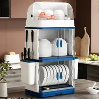 在飛比找momo購物網優惠-【AOTTO】大容量廚房磁吸三層碗盤瀝水收納碗櫃-型錄(防塵