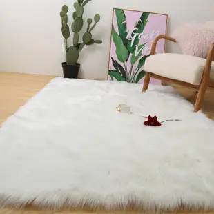 仿羊毛地毯歐美臥室床邊毯白色毛絨毯網紅長毛地毯飄窗櫥窗裝飾地毯 (3.3折)