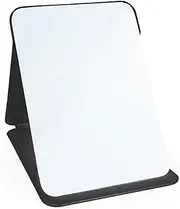 Yatnks Makeup Mirror, 20.3x15.6 cm Portable PU Leather Mirror, Folding Desktop Vanity Mirror with Adjustable Stand for Vanity Table, Office, Travel (M, Black)