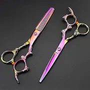 Hairdressing Scissor 6 Inch Dragon Set Haircut Thinning Haircutting Cutting Shears Scissors Gold Set Hair Cuttin