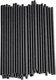 [Haobase] 100Pcs Paper Drinking Straws, Biodegradable Paper Straws for Drinking Cocktail, Coffee, Cold Drinks (Black)