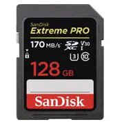SanDisk Extreme Pro 128GB 170MB/s SDXC V30 U3 C10 UHS-I SD Memory Card