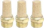 uxcell 3/8" PT Brass Pneumatic Muffler, 3 Pcs Protruding Sintered Exhaust Air Compressor Muffler Filters Solenoid Valve Fitting for Valves Cylinders Oil Tanks Air Tools, Golden