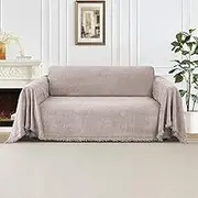 Smarcute Sofa Cover for L Shape Couch Chenille Sofa Slipcover Solid Blanket Throws for Sectional Couches Couch Covers Furniture Throw Covers for Pets Dog Kids(X-Large,180x340cm, Camel)