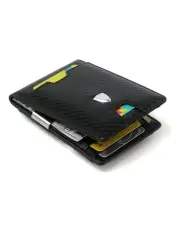 [La Enviro] Yamba Vegan Minimalist Slim Bifold Front Pocket Wallet in Black