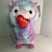KELLYTOY 2018 HUG ME LLAMA ALPACA W/XOXO HEART PLUSH TIED DYE PINK
