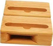 2pcs Bamboo Desktop Phone Amplifier Stand Multi Functional Sound Dock Holder for Cell Phones Natural Material Enhances Audio Experience