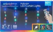 Enbrighten Multi-Color LED Curtain String Lights 3' x 7' Tall 88 Lights w/Remote