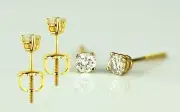 14k Yellow Gold Round Diamond Stud Earring with Screw Back .22 PT TW