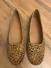 New Madewell The Cory Flat in Leopard Calf Hair Desert Dune Multi Sz 9 AE219