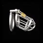 CXHhui Waterproof Men's Stimulate Public Stealth Lock Chastity Cage Stainless Steel Chastity Belt Device For Men Sunglasses T-shirt (Size : 45mm)
