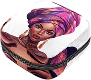 Period Bag,Sanitary Napkin Storage Bag,African American Women Ethnic Girl,Tampon Bag for Purse
