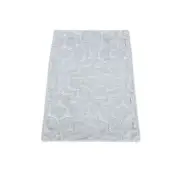 2'x2'10" Gray Modern Design Silk with Textured Wool Hand Knotted Mat Rug R80423