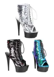 Ellie Shoes 609-TINSLEY 6 Peeptoe Sequined Ankle Bootie