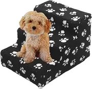 Pet Stairs, Non Slip Dog Steps, 3 Steps Dog Stairs | High Beds Step Dog Ramp, Balanced Pet Step Indoor Stairs with Removable Plush, Washable Pet Stepping Stairs for Small Dogs and Cats